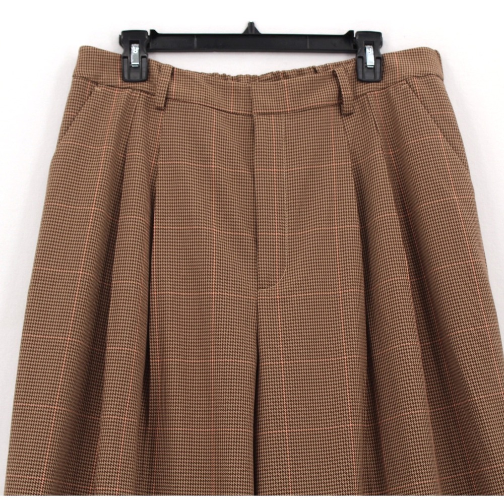 Maeve Anthropologie Avery Pleated Wide Leg Houndstooth Pants size L Tall - Picture 2 of 10